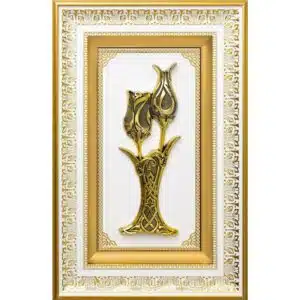 36x56cm Vazolu Lale ve Gül Kristal Taşlı Dekoratif Lüks Çerçeve Tablo Ayetli Ürünler