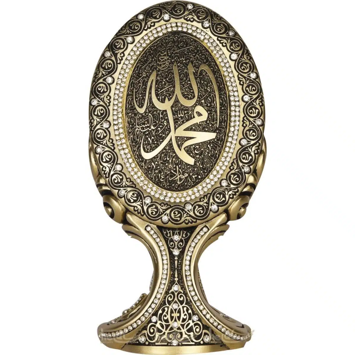 Allah cc. – Muhammed sav. Lafzı Oval Ayna Tasarımı Lüks Biblo Dini Hediyeler ( 10×19 cm) Biblolar