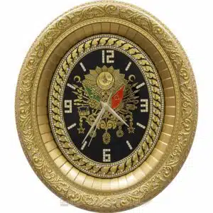 32x37cm Osmanlı Devlet Armalı Tuğra Duvar ve Masa Üstü Saat Tablo Saatler