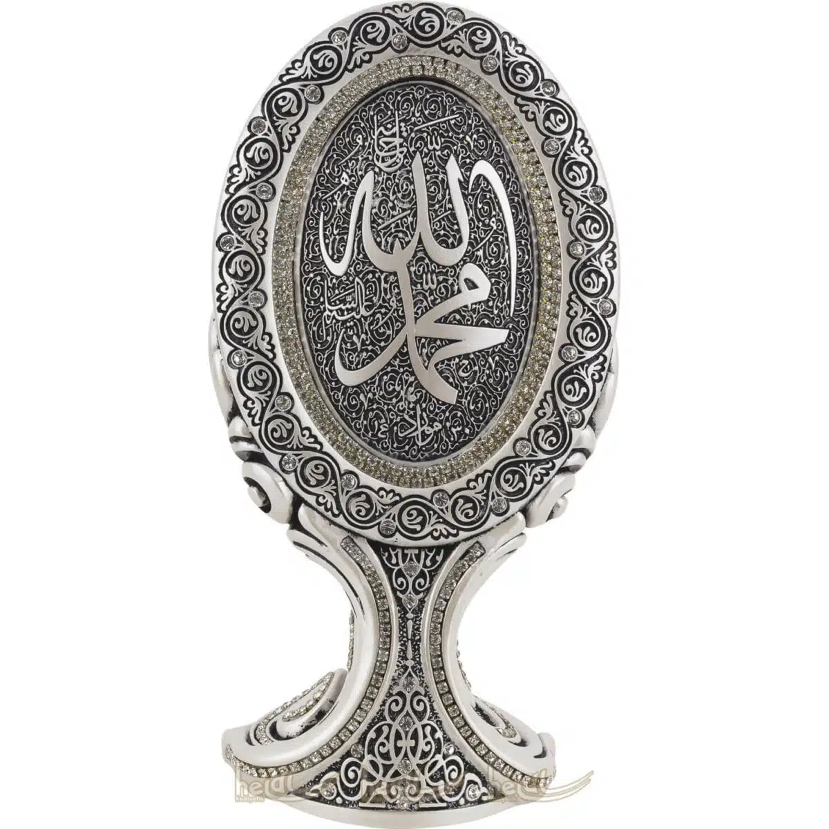 Allah cc. – Muhammed sav. Lafzı Oval Ayna Tasarımı Lüks Biblo Dini Hediyeler ( 10×19 cm) Biblolar