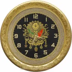 56cm Büyük Lüks Taşlı Osmanlı Devlet Armalı Tuğra Duvar Saati Tablo Saatler