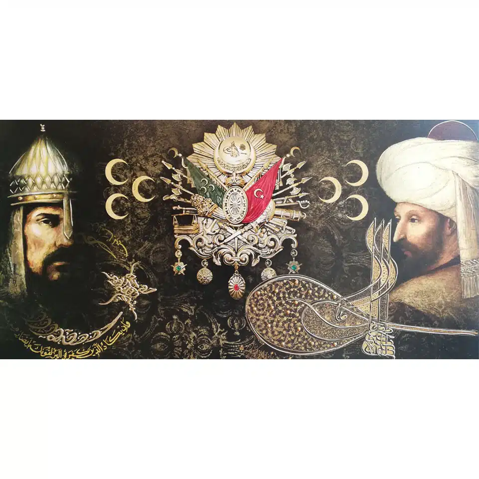60x120CM Fatih Sultan Mehmed Osmanlı Arması Tuğrası Kanvas Tablo Kanvas Tablo