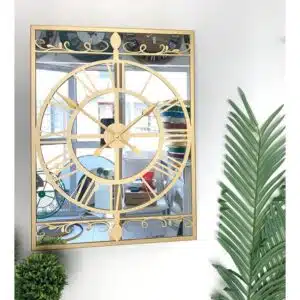 60 x 45 cm Aynalı Gold Metal Lüks Duvar Saati Saatler
