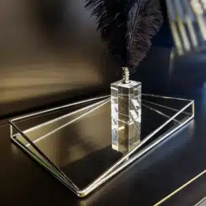 Dalga Aynalı Metal Sunum Tepsi 24x30cm Dekoratif Ürünler